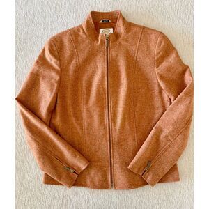 Talbots Women’s Size 8 Wool Silk Blend Zip Jacket Orange Rust Italian Fabric